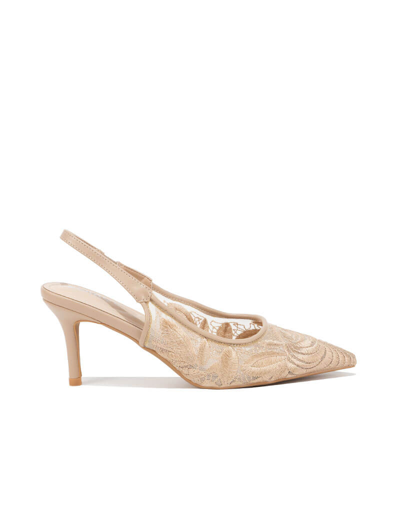 Escarpins brodés à bride arrière